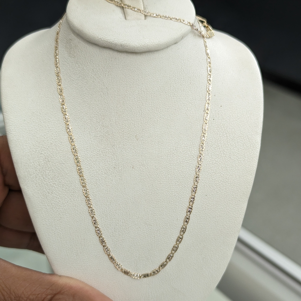 10kt Real Gold Tricolor Valentino Chain 2mm 18 Inch 289$